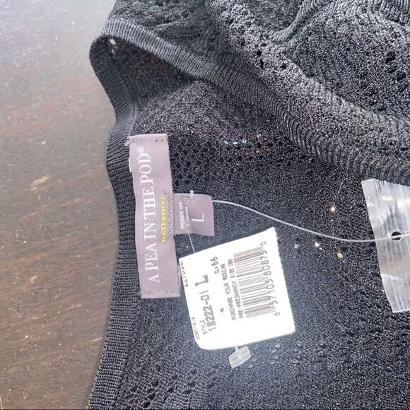 Pea in the Pod Black Crochet Slip Dress NWT Size Large - Picture 6 of 6